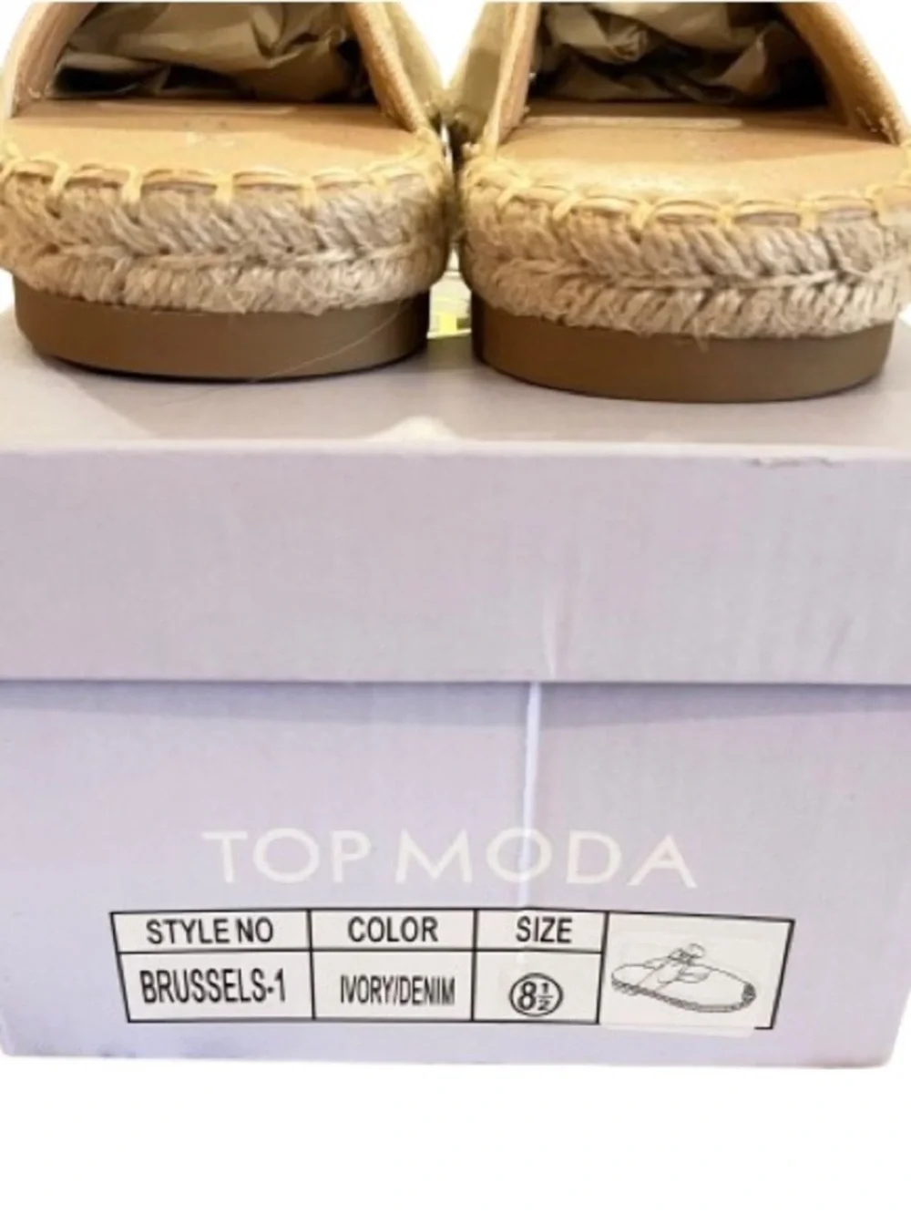 🆕- Top Moda Beige Bow Espadrille Mules Size- Size 8.5